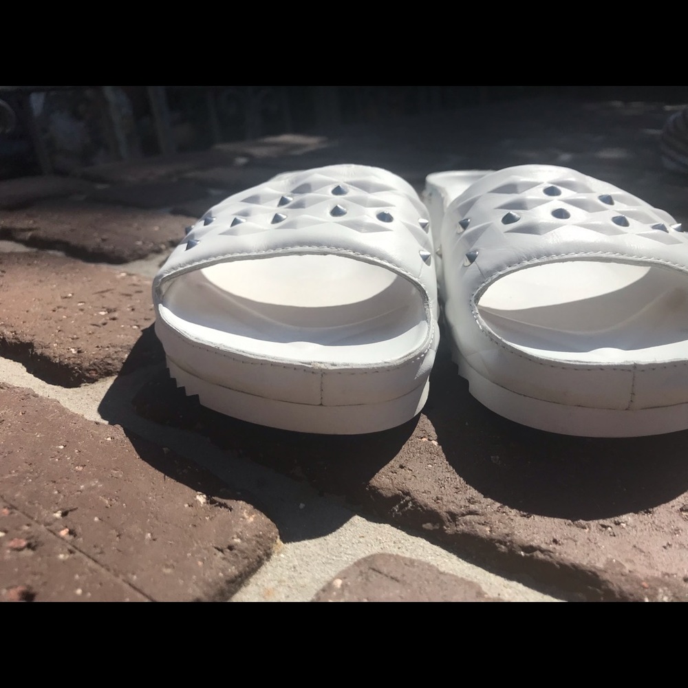 ASH White Studded leather Slides 8.5 US/39 EU - Picture 8 of 10
